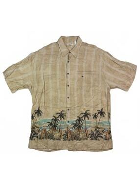 Vintage 90s Campia Moda Mens XL Rayon Hawaiian Shirt Surfboard Woody Car Aloha